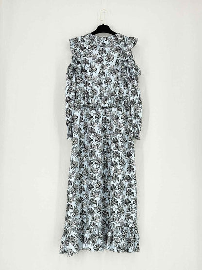 Pre - loved ROBERT RODRIGUEZ Blue & Black Size Medium Midi Dress at Reems Closet