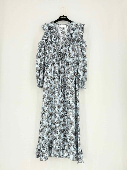 Pre - loved ROBERT RODRIGUEZ Blue & Black Size Medium Midi Dress at Reems Closet