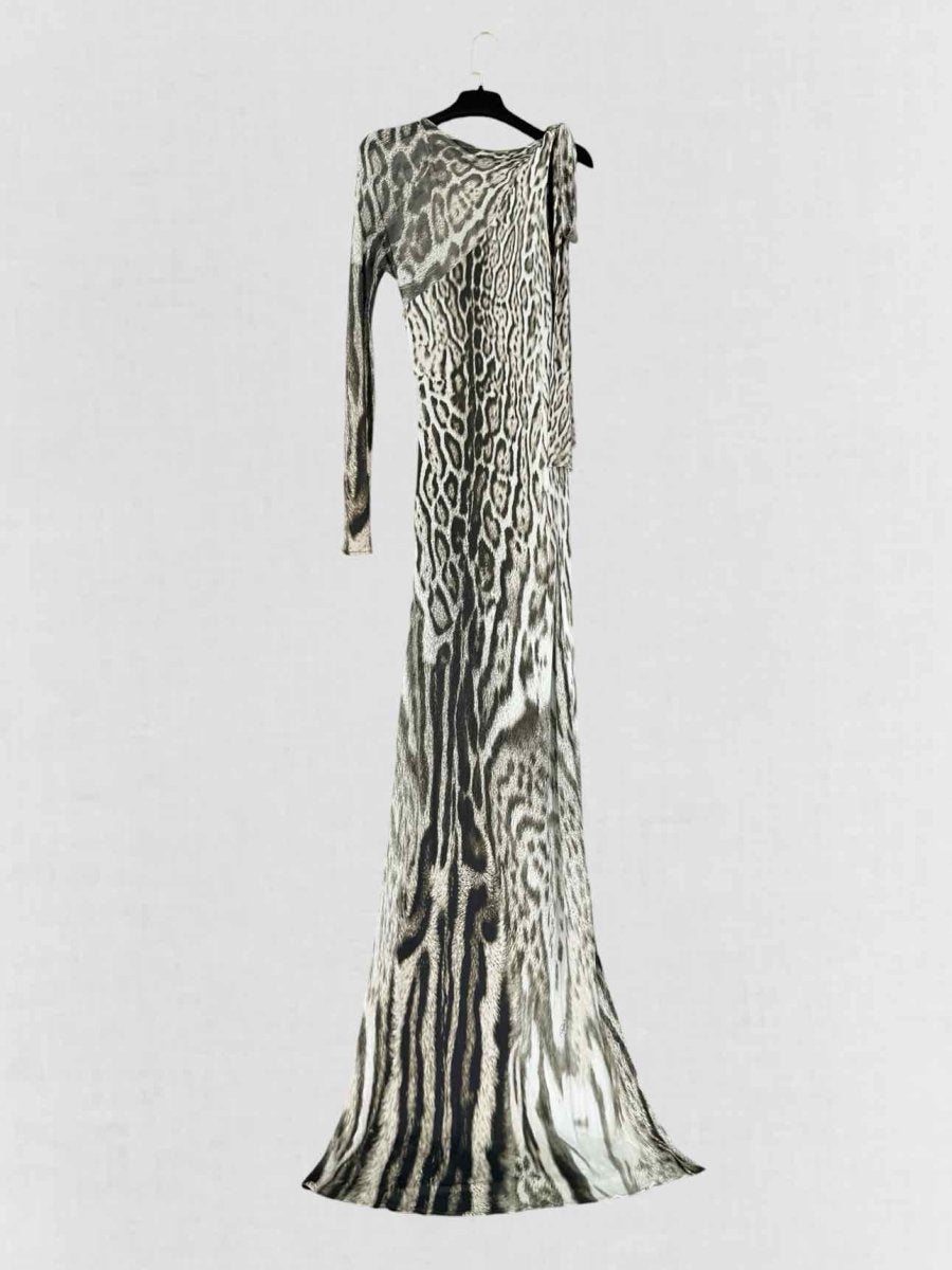Pre - loved ROBERTO CAVALLI Beige & Black Size US 6 Long Dress at Reems Closet