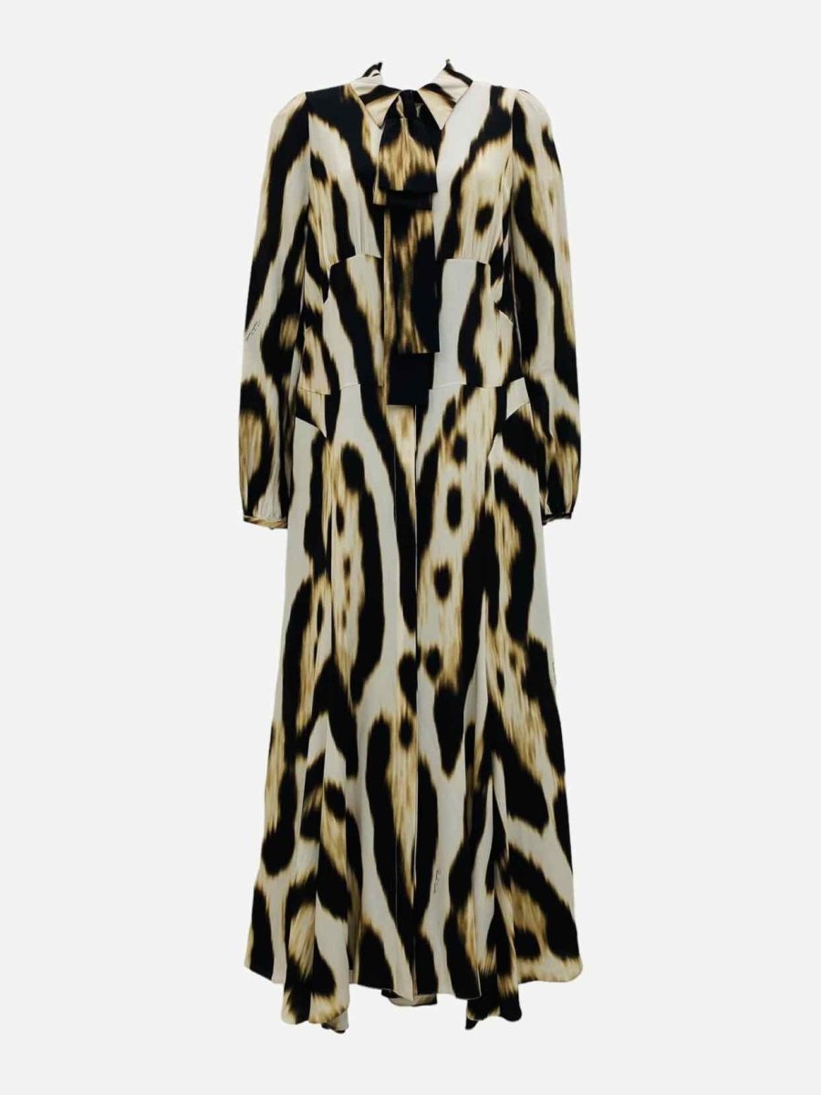 Pre-loved ROBERTO CAVALLI Beige & Brown Size US 2 Long Dress at Reems Closet