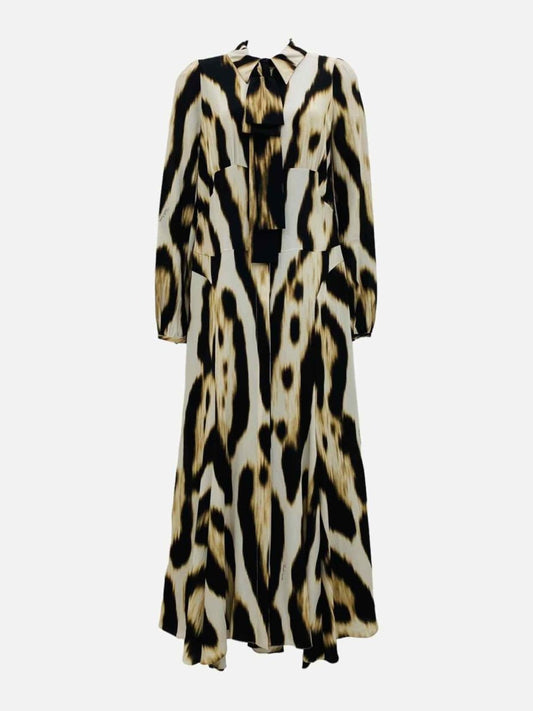 Pre-loved ROBERTO CAVALLI Beige & Brown Size US 2 Long Dress at Reems Closet