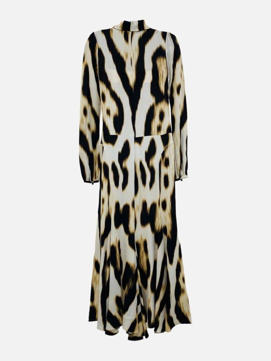 Pre-loved ROBERTO CAVALLI Beige & Brown Size US 2 Long Dress at Reems Closet