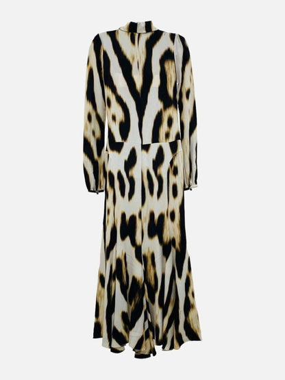 Pre-loved ROBERTO CAVALLI Beige & Brown Size US 2 Long Dress at Reems Closet