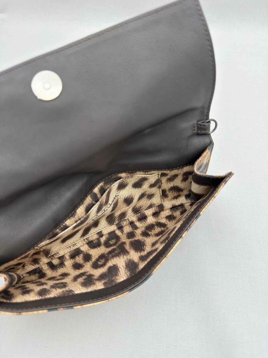 Pre-loved ROBERTO CAVALLI Beige Multicolor Leopard Print Clutch at Reems Closet