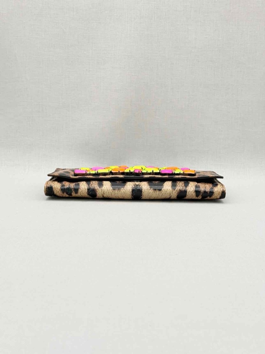 Pre-loved ROBERTO CAVALLI Beige Multicolor Leopard Print Clutch at Reems Closet