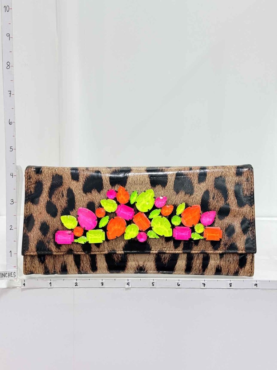 Pre-loved ROBERTO CAVALLI Beige Multicolor Leopard Print Clutch at Reems Closet