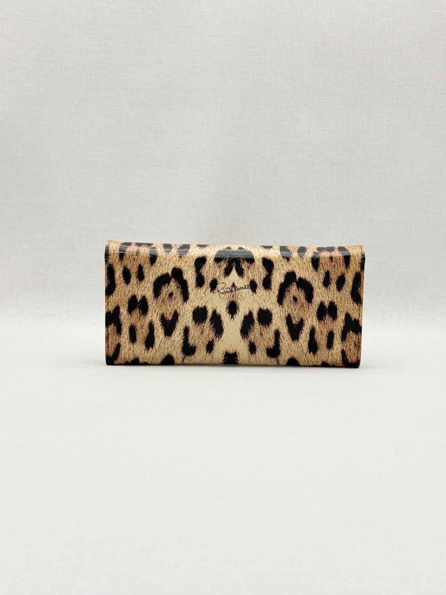 Pre-loved ROBERTO CAVALLI Beige Multicolor Leopard Print Clutch at Reems Closet