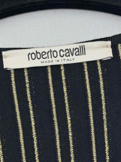 Pre - loved ROBERTO CAVALLI Black & Gold Size US 4 Short Dress at Reems Closet