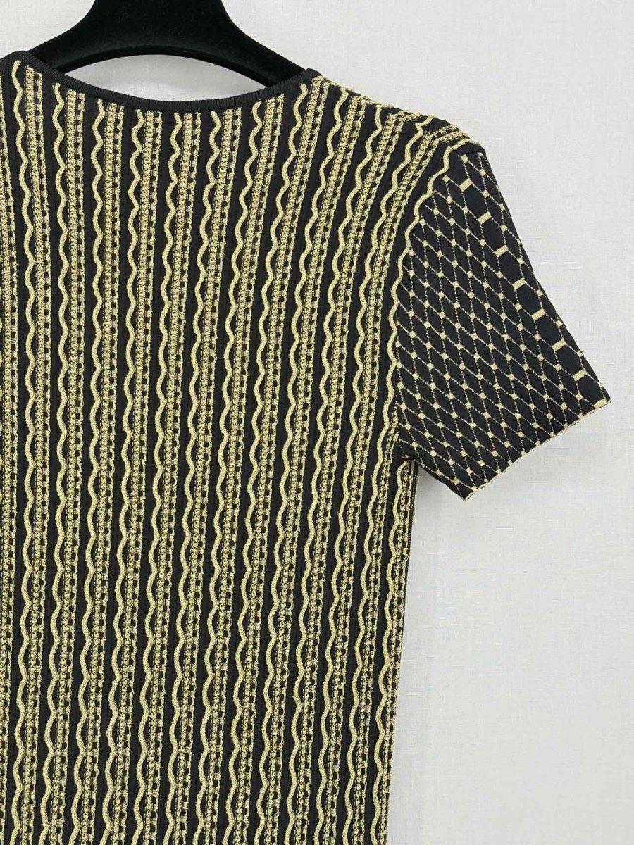 Pre - loved ROBERTO CAVALLI Black & Gold Size US 4 Short Dress at Reems Closet