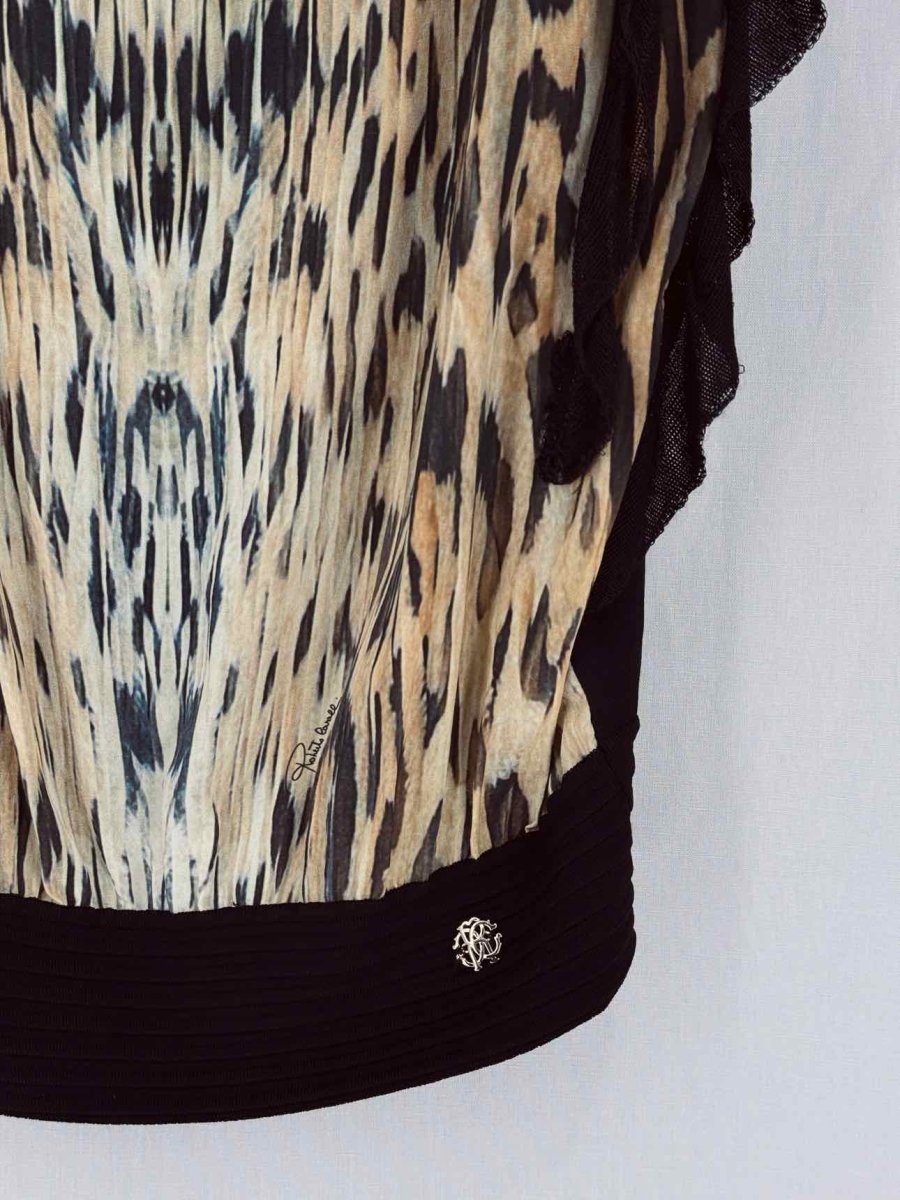 Pre - loved ROBERTO CAVALLI Black Multicolor Size US 8 Short Dress at Reems Closet