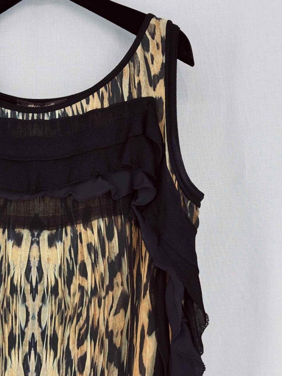 Pre - loved ROBERTO CAVALLI Black Multicolor Size US 8 Short Dress at Reems Closet