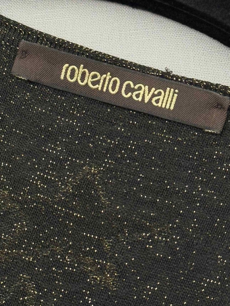 Pre - loved ROBERTO CAVALLI Black w/ Gold Size US 8 Long Dress at Reems Closet