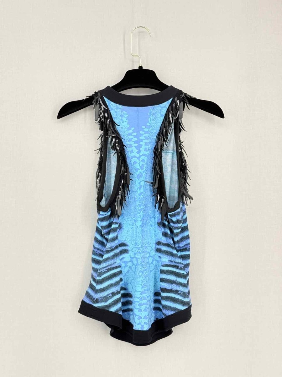 Pre-loved ROBERTO CAVALLI Blue & Black Size US 2 Top at Reems Closet