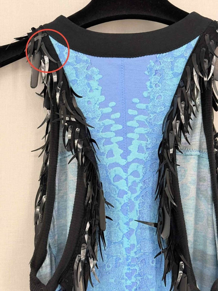 Pre-loved ROBERTO CAVALLI Blue & Black Size US 2 Top at Reems Closet