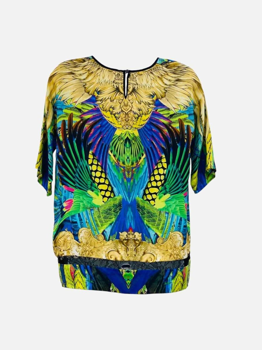 Pre - loved ROBERTO CAVALLI Blue Multicolor Printed Top at Reems Closet