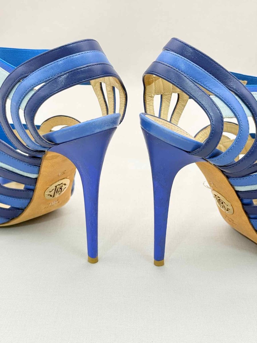 Pre-loved ROBERTO CAVALLI Blue Size EU 38 Heeled Sandals at Reems Closet