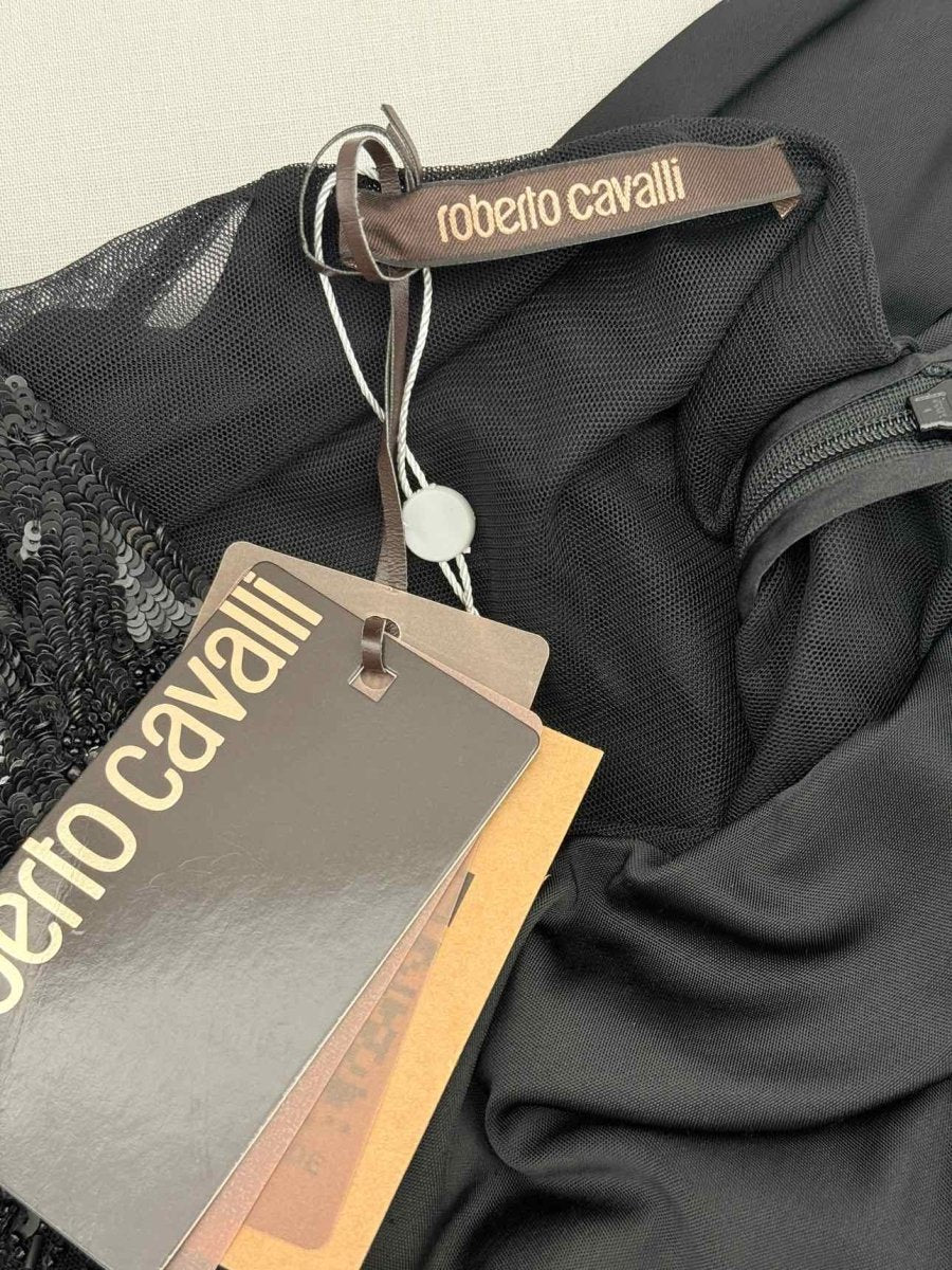 Pre - loved ROBERTO CAVALLI Bodycon Black Size US 4 Midi Dress at Reems Closet