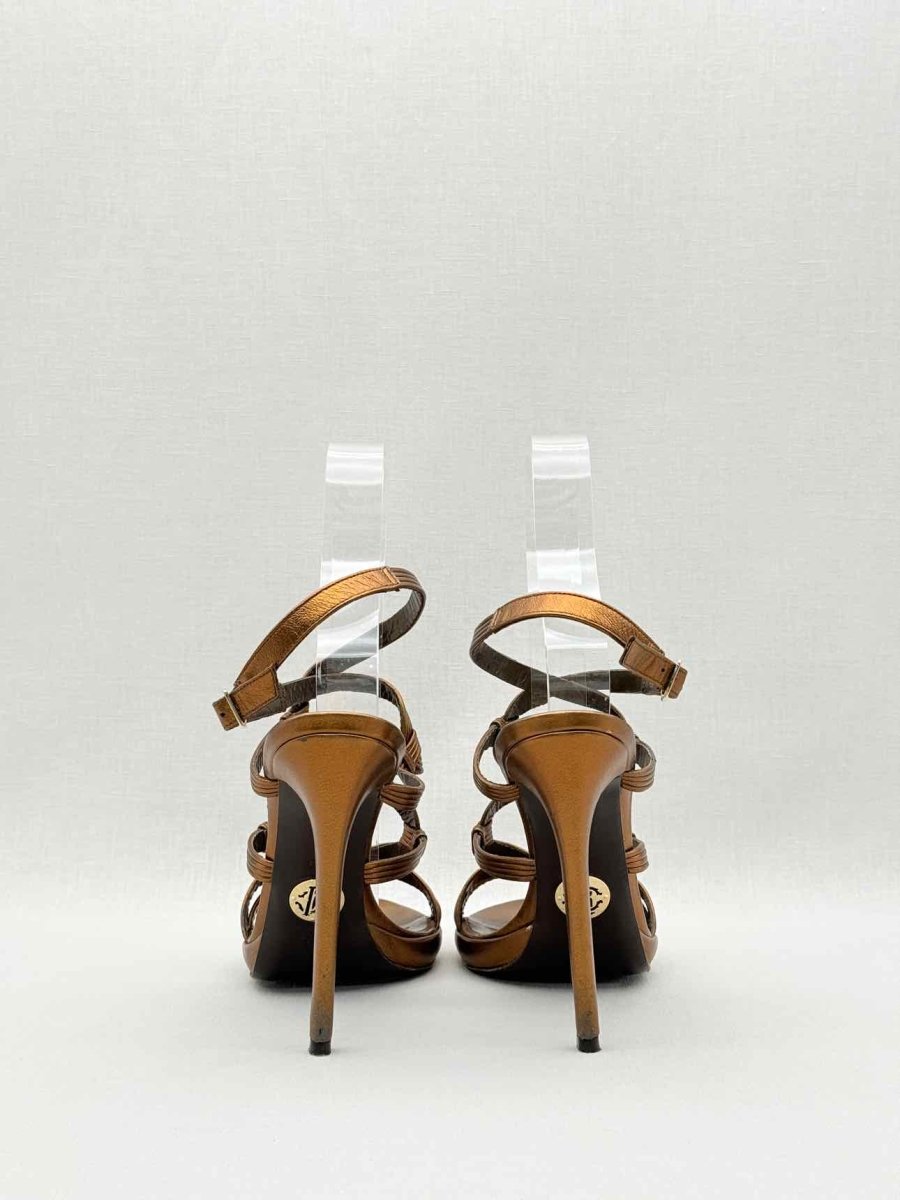 Pre-loved ROBERTO CAVALLI Bronze Size EU 40 Heeled Sandals at Reems Closet