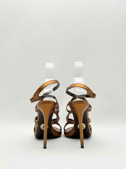 Pre-loved ROBERTO CAVALLI Bronze Size EU 40 Heeled Sandals at Reems Closet