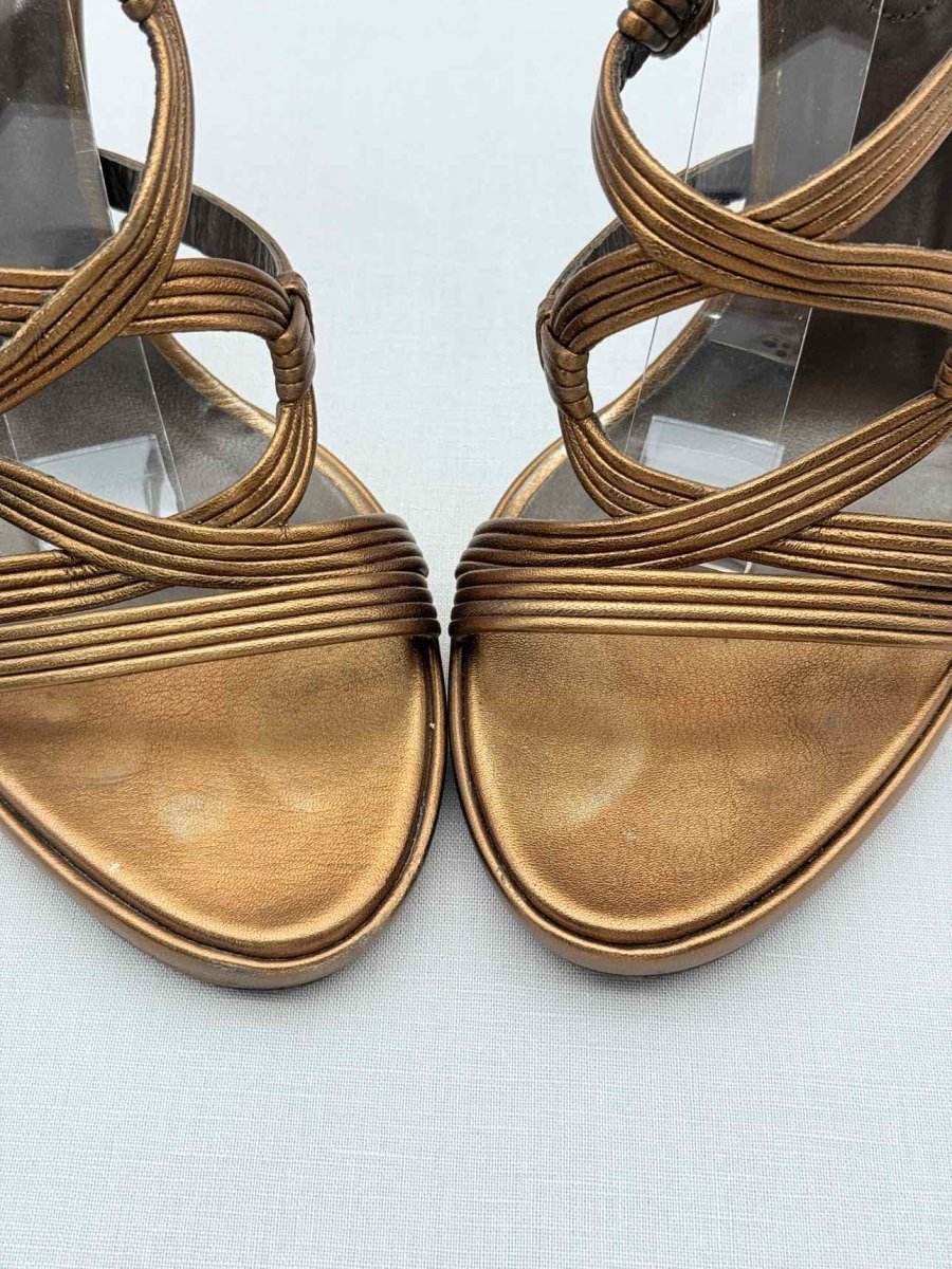 Pre-loved ROBERTO CAVALLI Bronze Size EU 40 Heeled Sandals at Reems Closet
