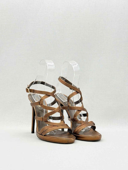 Pre-loved ROBERTO CAVALLI Bronze Size EU 40 Heeled Sandals at Reems Closet