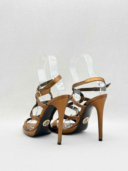 Pre-loved ROBERTO CAVALLI Bronze Size EU 40 Heeled Sandals at Reems Closet