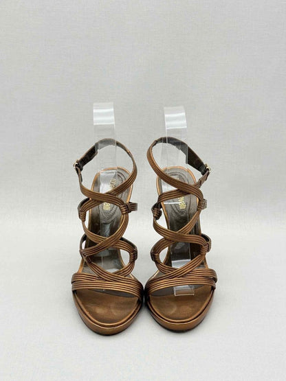 Pre-loved ROBERTO CAVALLI Bronze Size EU 40 Heeled Sandals at Reems Closet