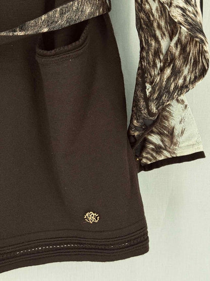 Pre - loved ROBERTO CAVALLI Brown Size US 8 Short Dress at Reems Closet