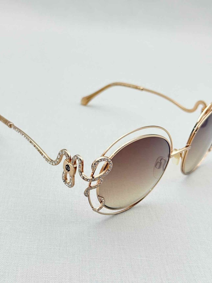 Pre - loved ROBERTO CAVALLI Carducci Gold Sunglasses at Reems Closet