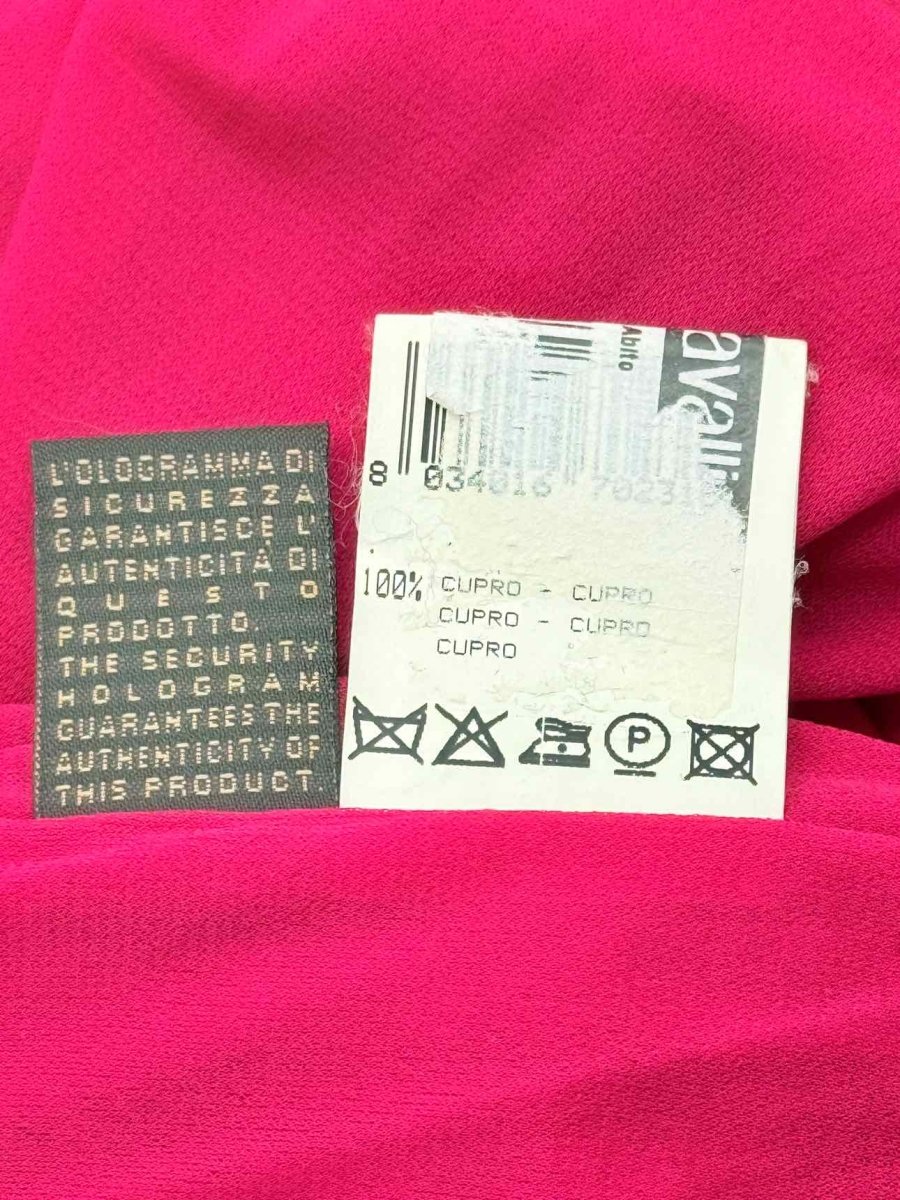 Pre - loved ROBERTO CAVALLI Fuchsia Ruched Size US 4 Long Dress at Reems Closet