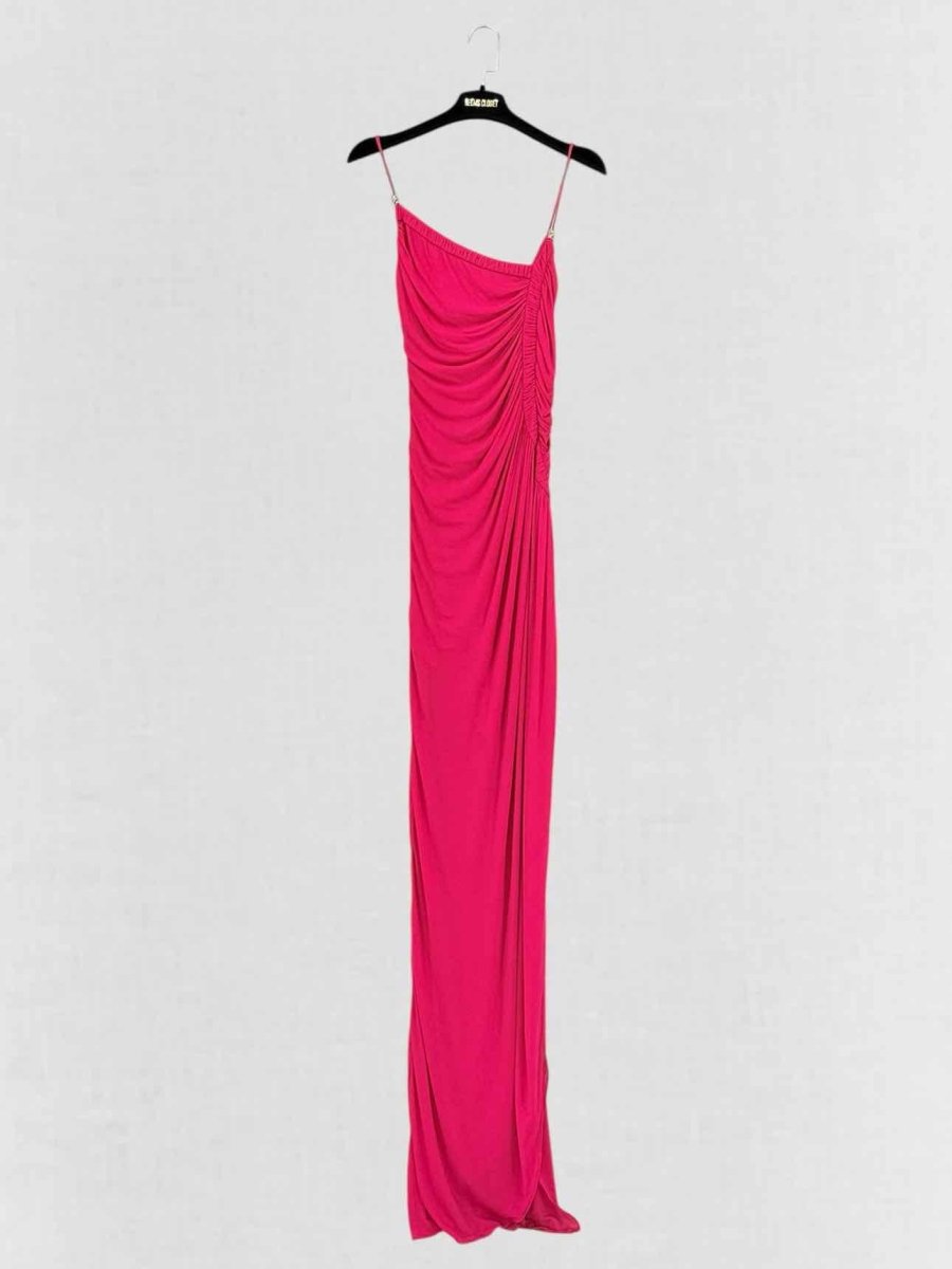 Pre - loved ROBERTO CAVALLI Fuchsia Ruched Size US 4 Long Dress at Reems Closet