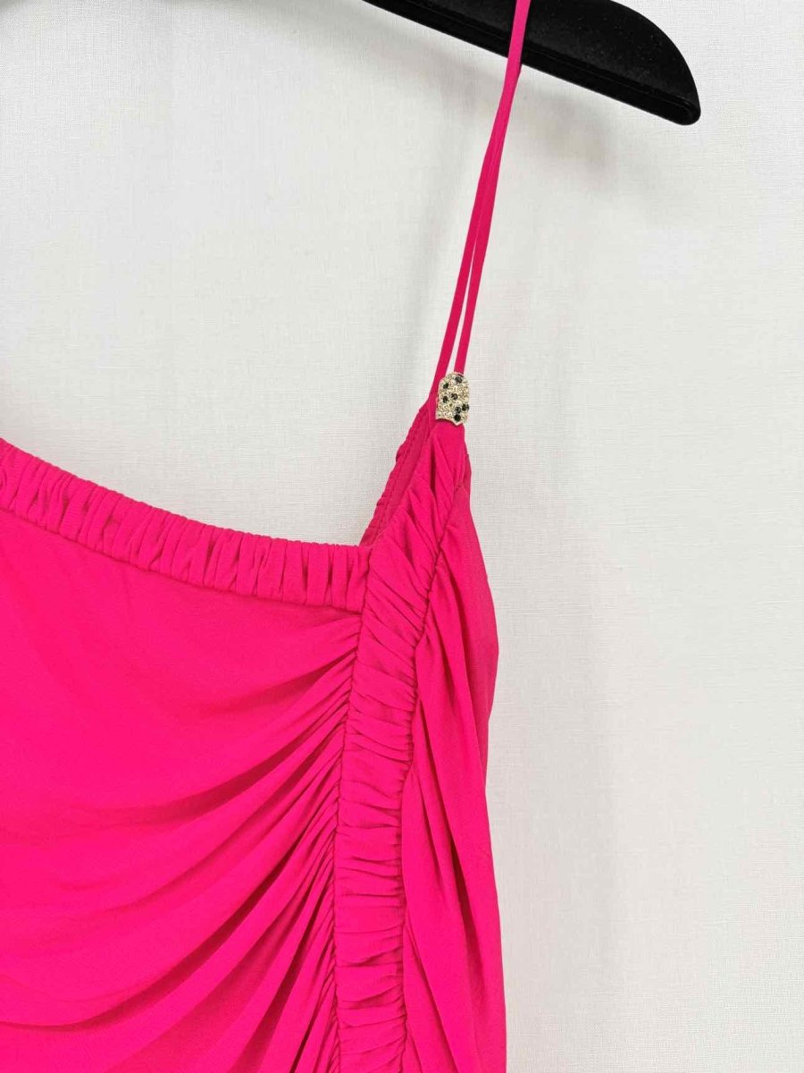 Pre - loved ROBERTO CAVALLI Fuchsia Ruched Size US 4 Long Dress at Reems Closet