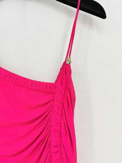 Pre - loved ROBERTO CAVALLI Fuchsia Ruched Size US 4 Long Dress at Reems Closet