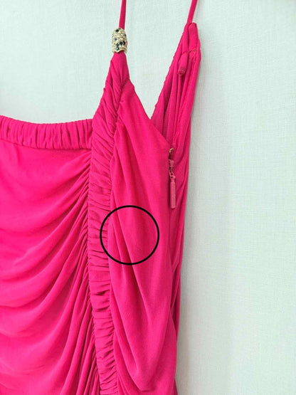 Pre - loved ROBERTO CAVALLI Fuchsia Ruched Size US 4 Long Dress at Reems Closet