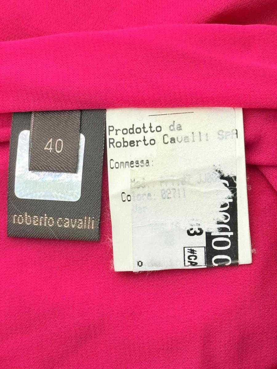 Pre - loved ROBERTO CAVALLI Fuchsia Ruched Size US 4 Long Dress at Reems Closet