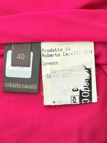 Pre - loved ROBERTO CAVALLI Fuchsia Ruched Size US 4 Long Dress at Reems Closet