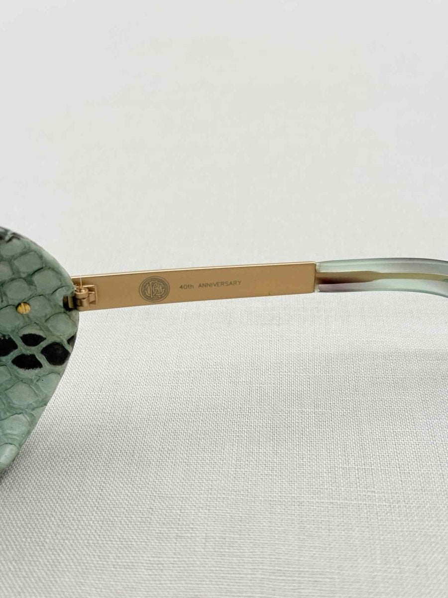Pre-loved ROBERTO CAVALLI Green & Gold Tone Snakeskin Sunglasses at Reems Closet