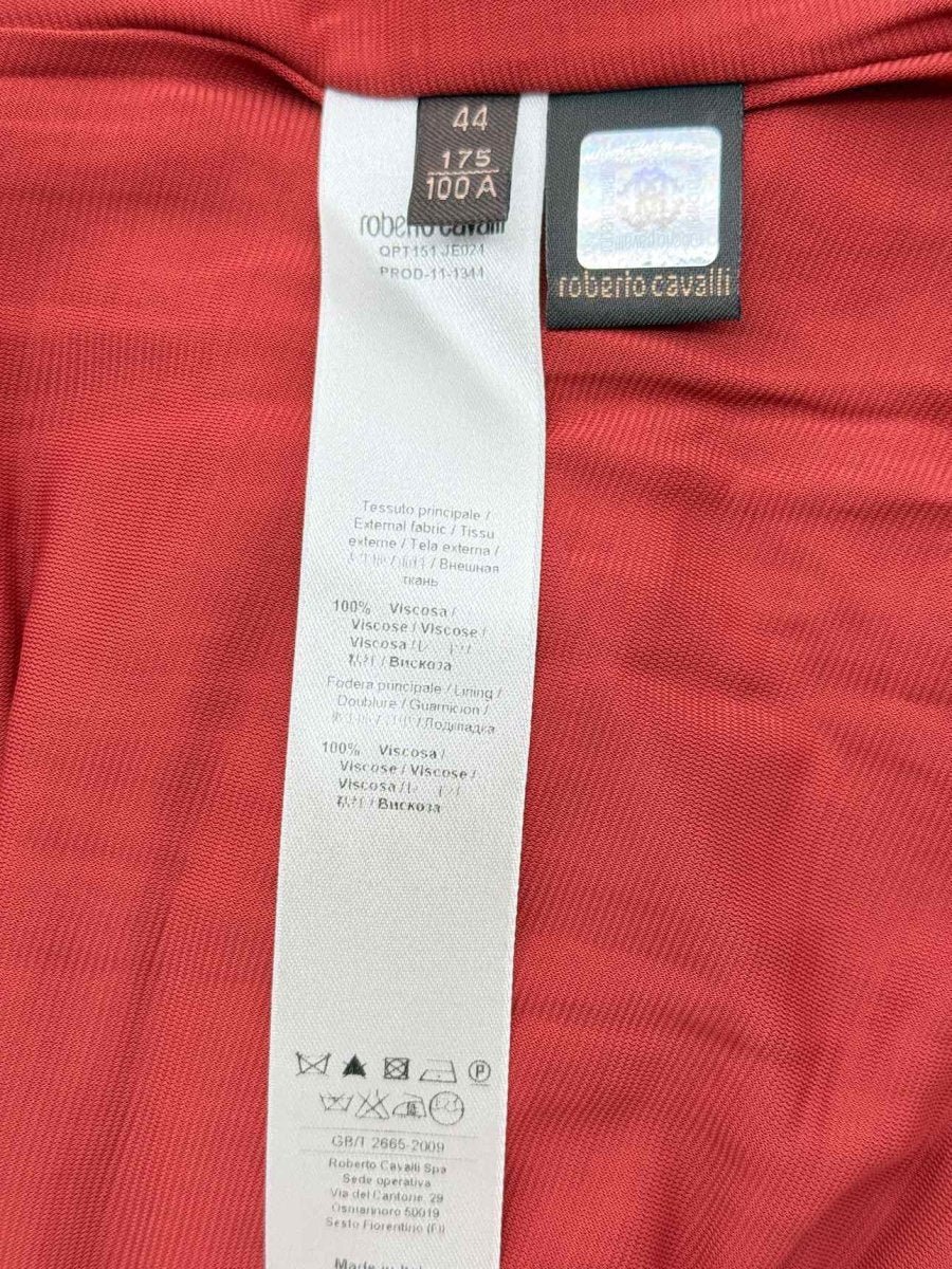 Pre - loved ROBERTO CAVALLI Halterneck Ruched Size US 8 Long Dress at Reems Closet