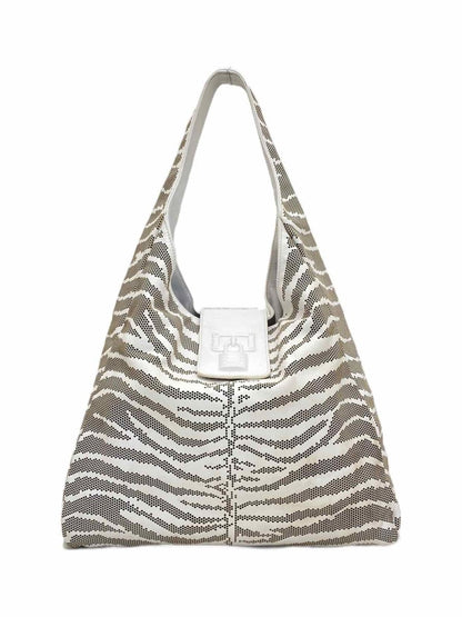 Pre - loved ROBERTO CAVALLI Laser Cut White Hobo bag at Reems Closet