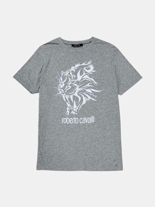 Pre - loved ROBERTO CAVALLI Lion Grey T-shirt at Reems Closet