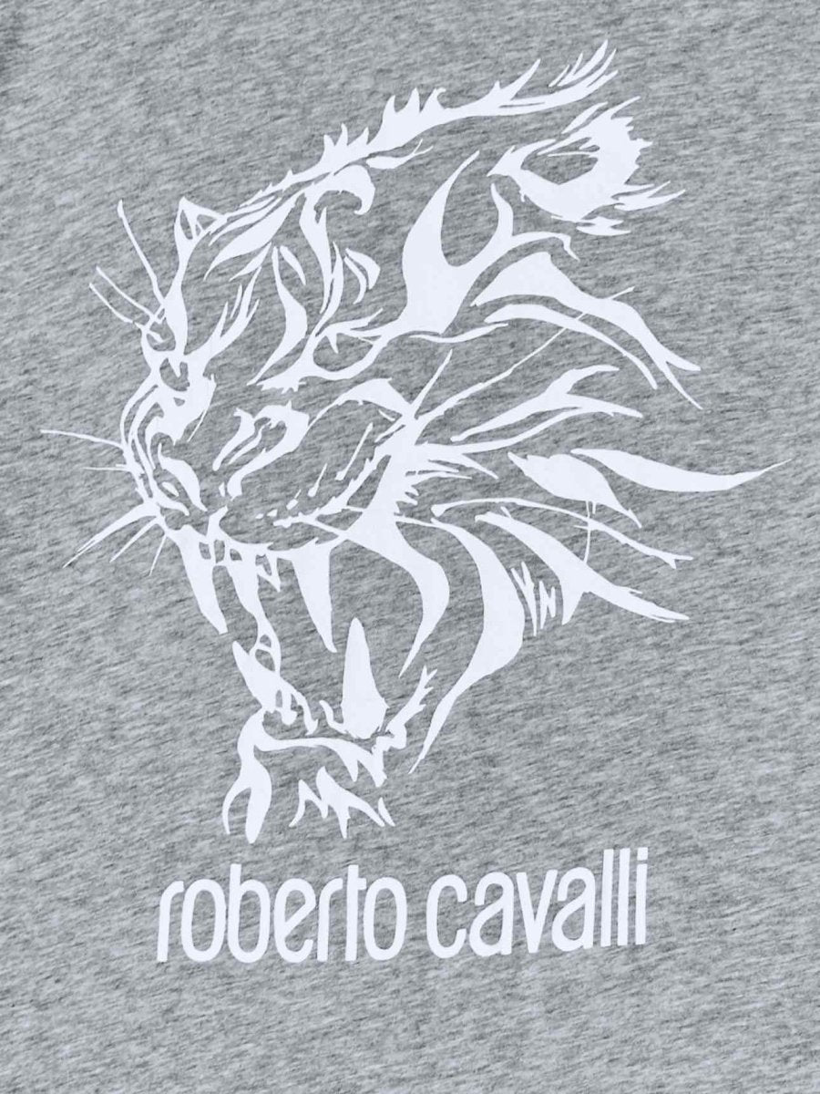 Pre - loved ROBERTO CAVALLI Lion Grey T-shirt at Reems Closet