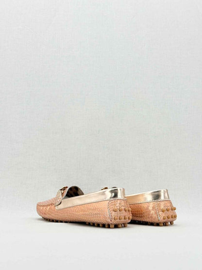 Pre - loved ROBERTO CAVALLI Metallic Bronze Size EU 35 Loafers at Reems Closet