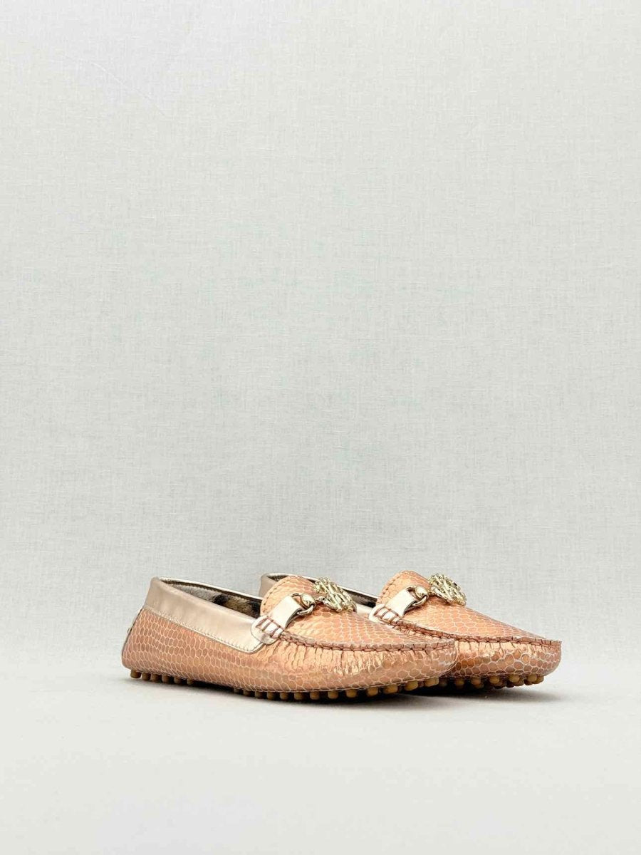 Pre - loved ROBERTO CAVALLI Metallic Bronze Size EU 35 Loafers at Reems Closet