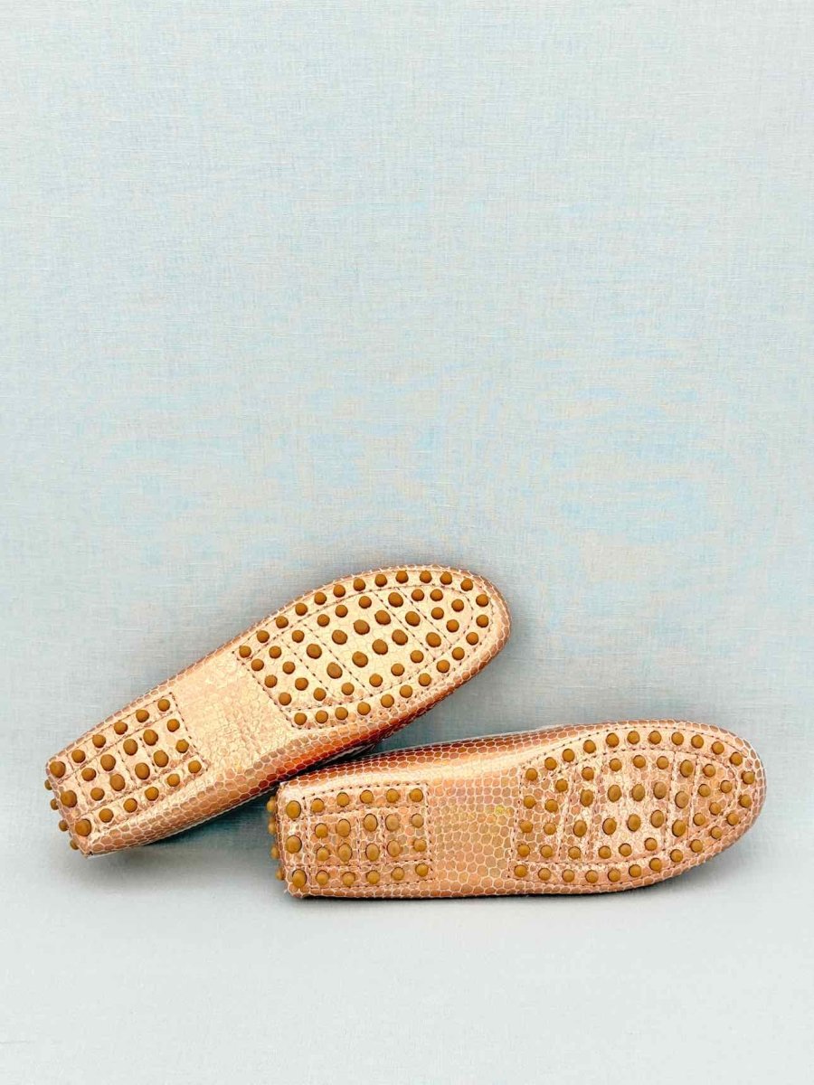 Pre - loved ROBERTO CAVALLI Metallic Bronze Size EU 35 Loafers at Reems Closet