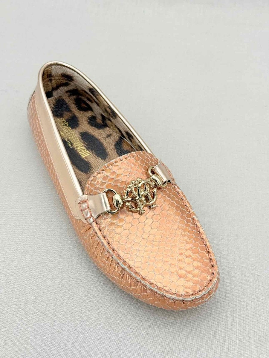 Pre - loved ROBERTO CAVALLI Metallic Bronze Size EU 35 Loafers at Reems Closet