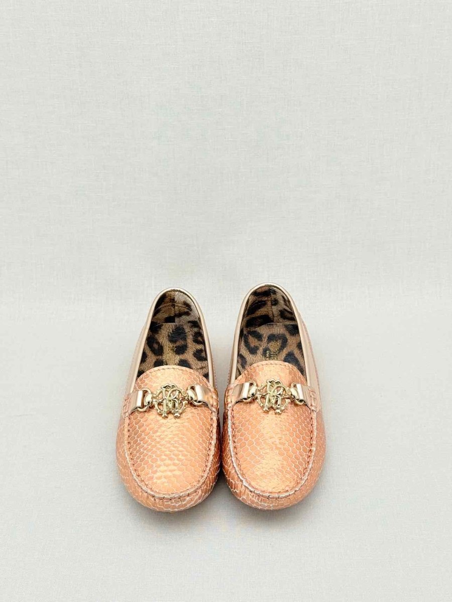 Pre - loved ROBERTO CAVALLI Metallic Bronze Size EU 35 Loafers at Reems Closet