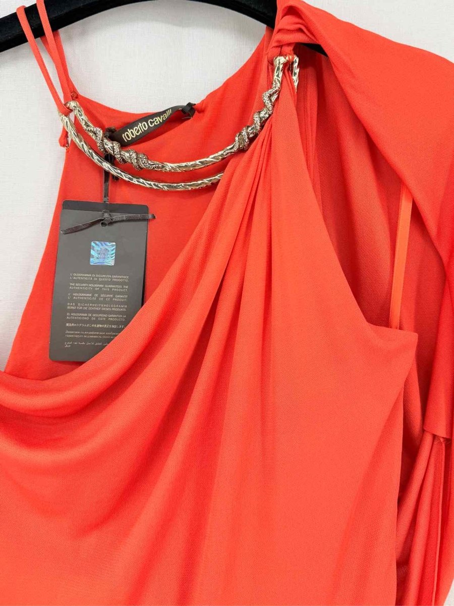 Pre - loved ROBERTO CAVALLI Orange Cutout Size US 6 Long Dress at Reems Closet
