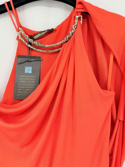 Pre - loved ROBERTO CAVALLI Orange Cutout Size US 6 Long Dress at Reems Closet