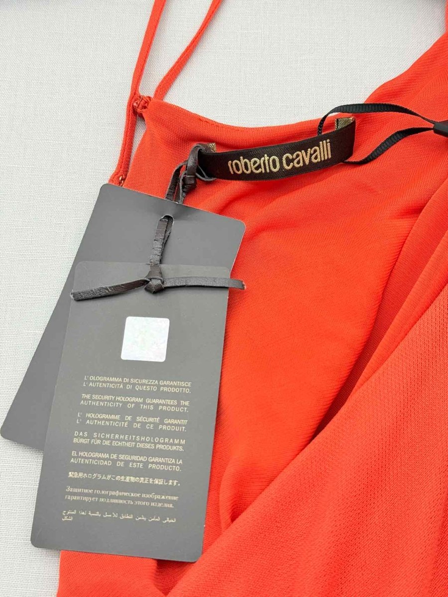 Pre - loved ROBERTO CAVALLI Orange Cutout Size US 6 Long Dress at Reems Closet