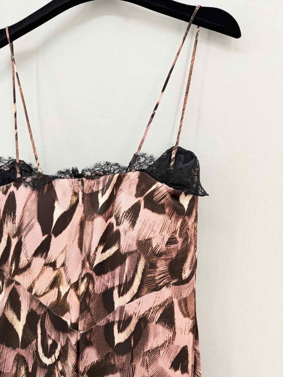 Pre - loved ROBERTO CAVALLI Pink & Brown Size US 4 Long Dress at Reems Closet